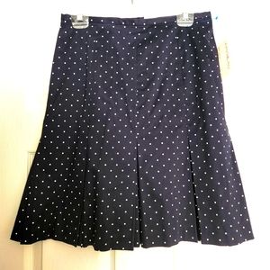 Bandolino Navy Positano Polka Dot Pleated Skirt